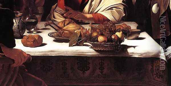 Supper at Emmaus (detail 2) 1601-02 Oil Painting - Caravaggio