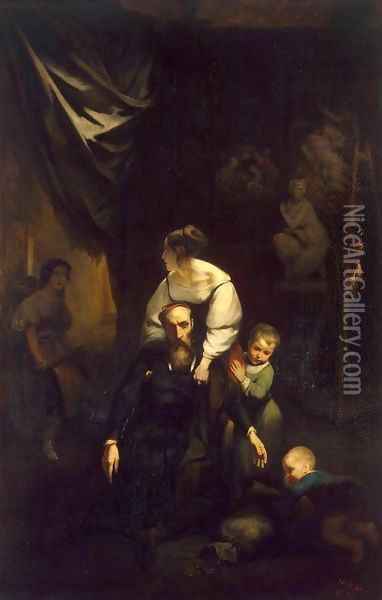 Death of Correggio Oil Painting - Octave Tassaert