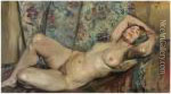 Liegender Weiblicher Akt (reclining Nude) Oil Painting - Lovis (Franz Heinrich Louis) Corinth