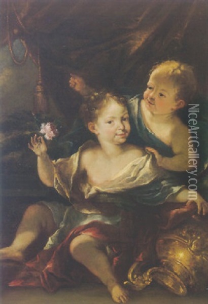 Portrait Of Two Children Oil Painting - Juergen Ovens