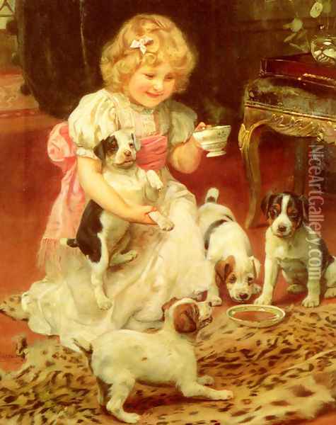 Tea-Time Oil Painting - Arthur John Elsley