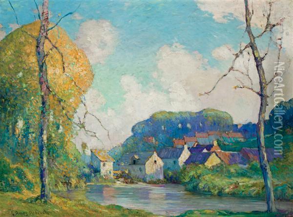 A French Village Oil Painting - George Ames Aldrich