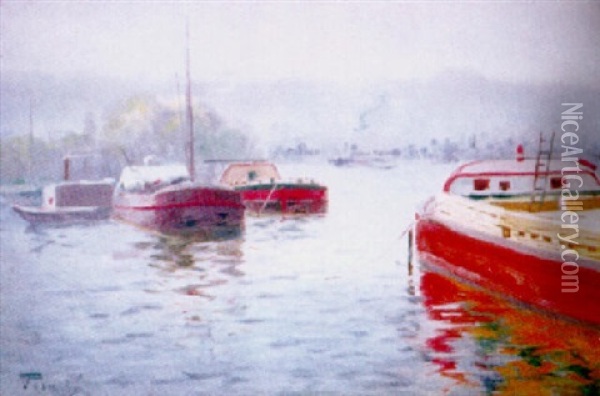 Bord De Seine Oil Painting - Elie Anatole Pavil