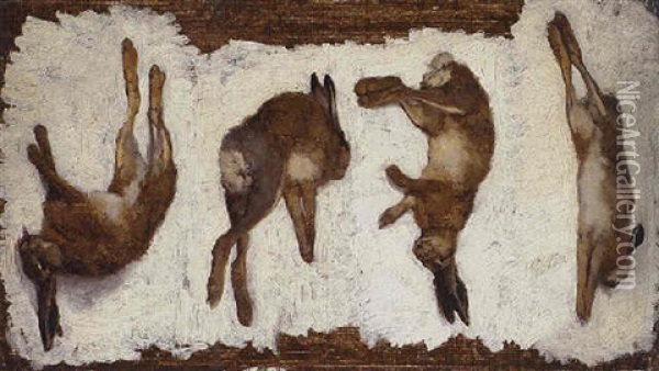 Vier Hasen Oil Painting - Hugo Wilhelm Kauffmann