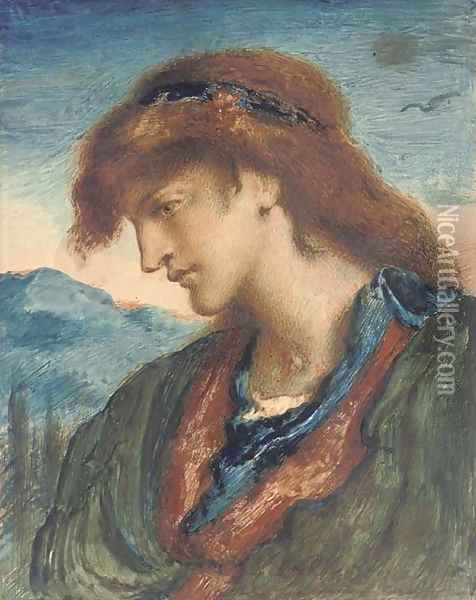 Head of a youth Oil Painting - Simeon Solomon
