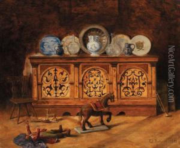 Les Jouets Dans La Salle A Manger Oil Painting - Gustave Paul, Pere Robinet