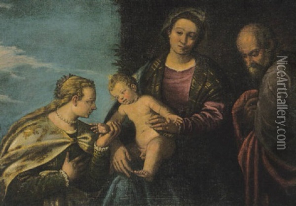 Mystische Verlobung Der Heiligen Katharina Oil Painting - Carlo Caliari