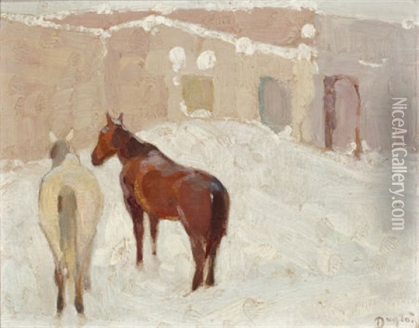 Winter Day (la Loma - Taos) Oil Painting - William Herbert Dunton