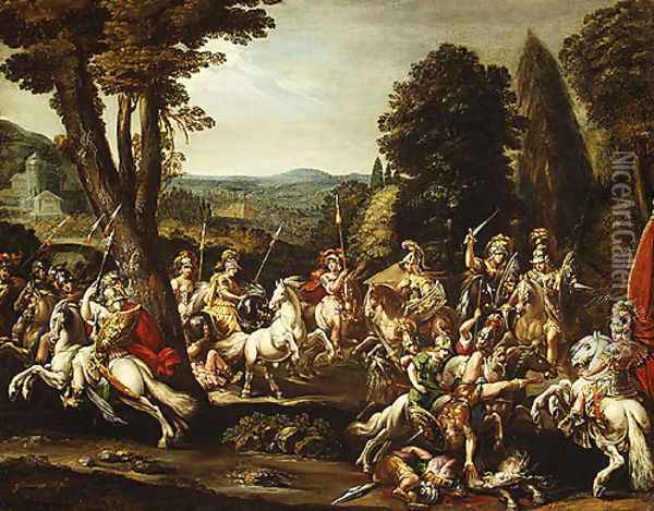 Triumph of the Amazons 1620s Oil Painting - Claude Deruet