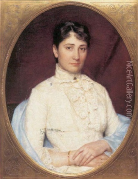 Portraet Af Ellen Michelsen I Hvid Bluse Med Flaeser Oil Painting - Carl Heinrich Bloch