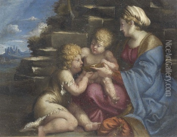 Madonna Della Tazza Oil Painting - Agostino Carracci