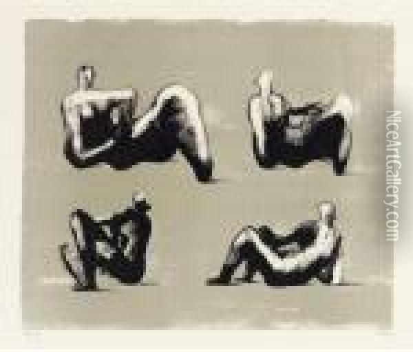 Four Reclining Figures, From Omaggio A Michelangelo (c. 333) Oil Painting - Henry Moore