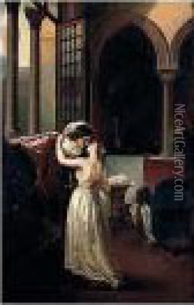 L'ultimo Addio Di Giulietta A Romeo (the Last Farewell Of Juliet To Romeo) Oil Painting - Francesco Paolo Hayez