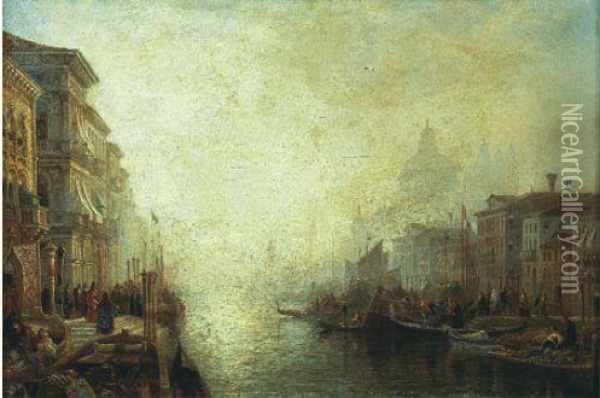 Venise : Le Grand Canal Vers L'eglise De La Salute Oil Painting - William Wyld