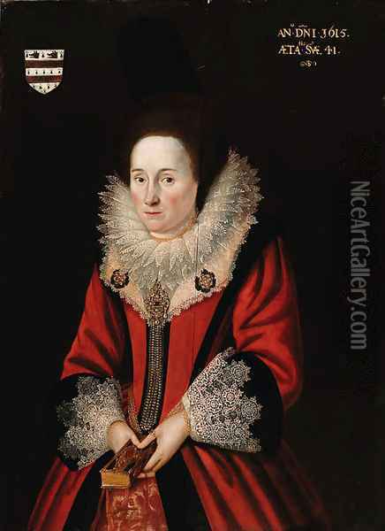 Portrait of Sarah Jones, wife of Thomas Jones, of Shrewsbury, Shropshire Oil Painting - English School