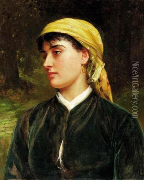 A Country Girl
Oil On Canvas Oil Painting - Charles Sillem Lidderdale