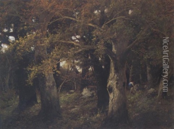 Holzsammeln Im Herbstwald Oil Painting - Adolf Kaufmann