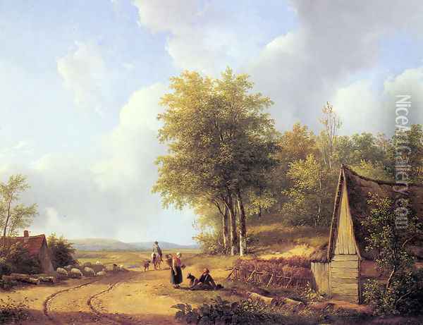 The Country Road Oil Painting - Andreas Schelfhout