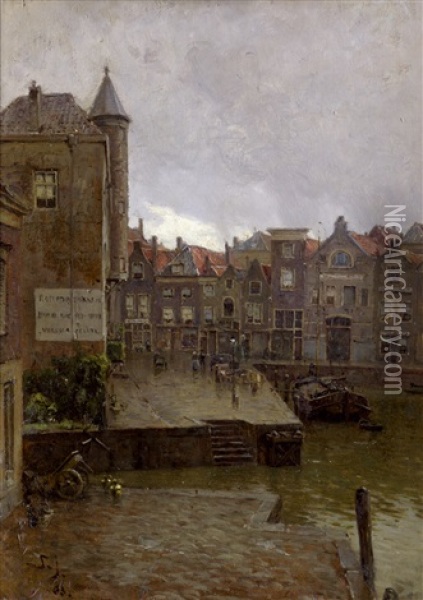 Hollandische Stadtansicht Mit Gracht Oil Painting - Carl Martin Soya-Jensen