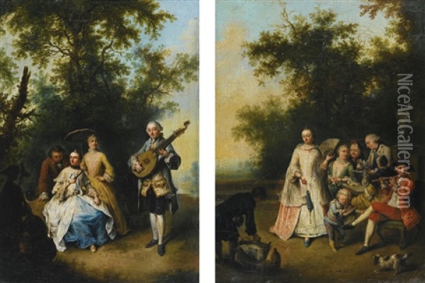 Scenes De Concerts Dans Des Parcs Oil Painting - Johann Conrad Seekatz