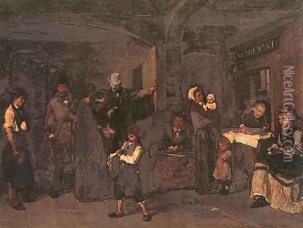 The Pawnbroker's Shop (Zaloghaz) 1874 Oil Painting - Mihaly Munkacsy