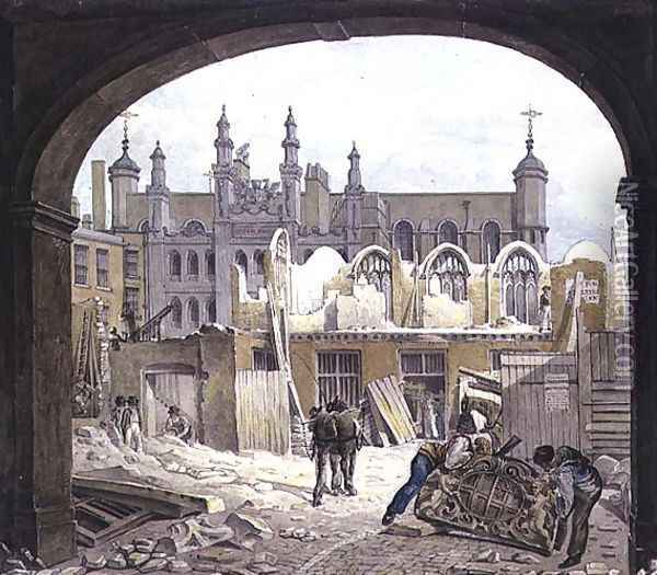 Blackwell Hall, King Street, Cheapside, 1820 Oil Painting - Robert Blemell Schnebbelie