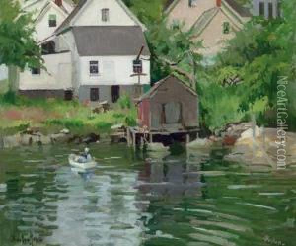 Booth Bay Harbor Oil Painting - George Oberteuffer