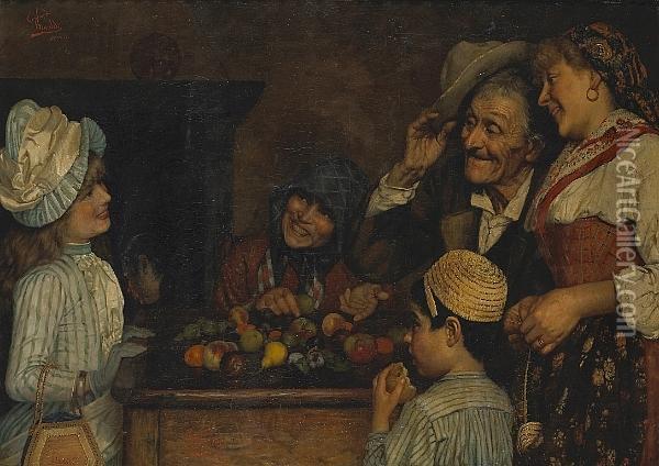 At The Fruit Stall Oil Painting - Claudio Rinaldi