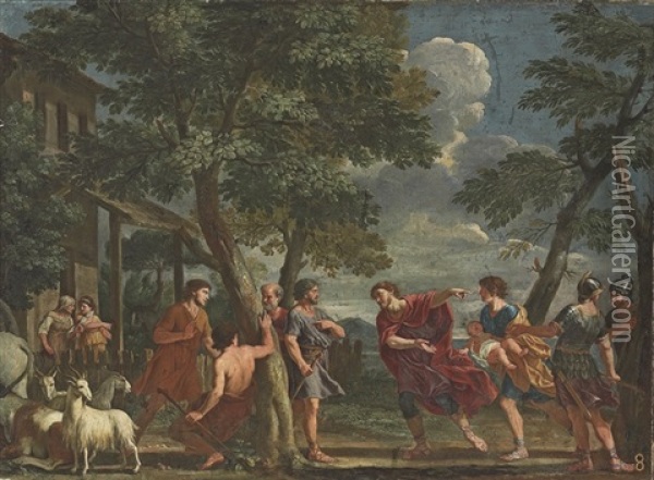 The Infant Paris Discovered By The Shepherds Of Mount Ida Oil Painting - Ludovico Gimignani