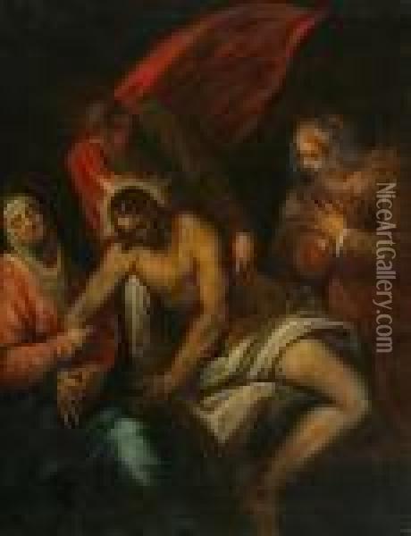 The Entombment Of Christ Oil Painting - Acopo D'Antonio Negretti (see Palma Giovane)