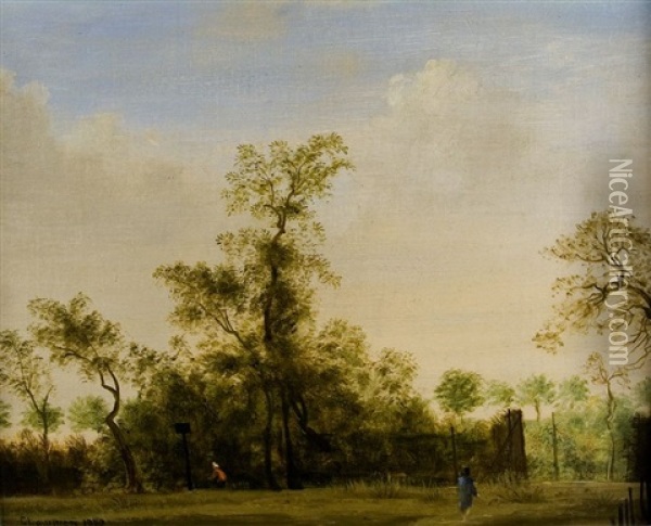 Spazierganger In Herbstlicher Landschaft Oil Painting - Theodore Champion