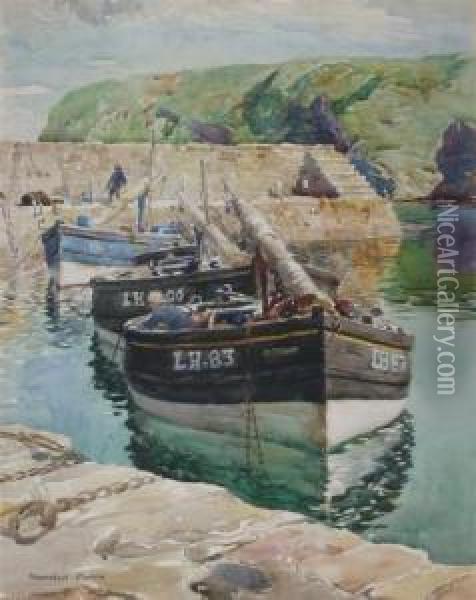 Fishing Boats In Harbour Oil Painting - William Mason Brown
