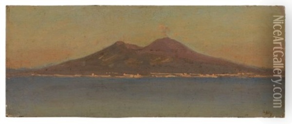 Vue Du Vesuve Et De La Baie De Naples Au Levant Oil Painting - Giuseppe de Nittis