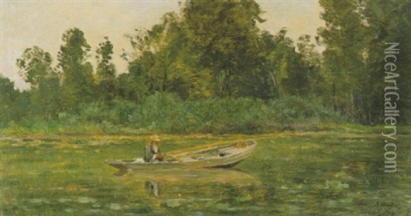 La Seine Pres Portejoie Oil Painting - Hippolyte Camille Delpy