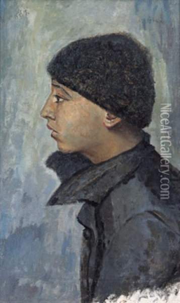 Head Of A Jewish Boy Oil Painting - Yury Pen