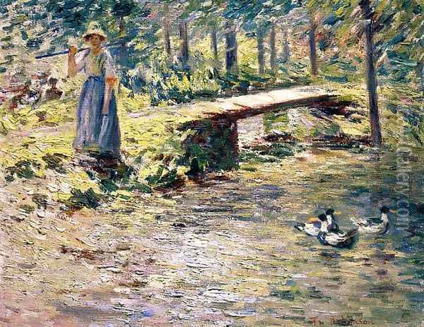 By the Brook Oil Painting - Theodore Robinson