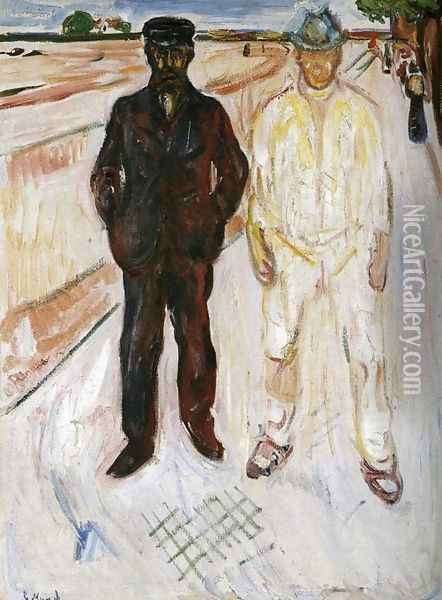 Mason and Mechanic Oil Painting - Edvard Munch