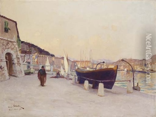 Matin De Peche Dans Le Vieux Port De Nice Oil Painting - Henri Saintin