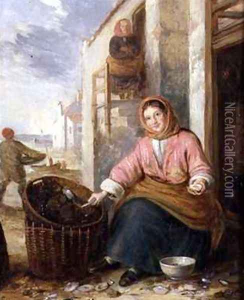 Newhaven Fishwife Oil Painting - Alfred H. Green