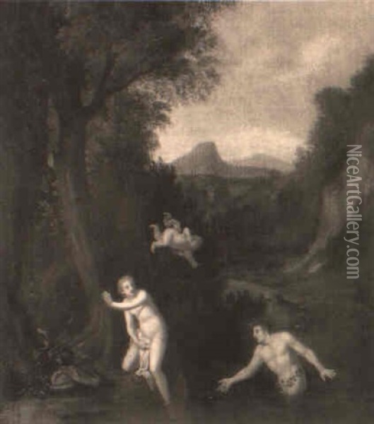 Diana Surprised By A River God Oil Painting - Francesco Albani