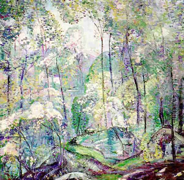 Laurel Forest Oil Painting - Dorothea M. Litzinger