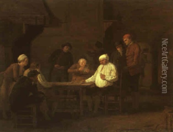 Card Players In An Inn Oil Painting - Leonard de France