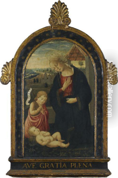 Madonna And Child With The Infant Saint John The Baptist Oil Painting - Bernardo Stefano Di Rosselli
