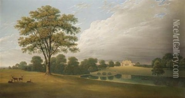A View Of Stoke Park, Stoke Poges, Buckinghamshire Oil Painting - Joseph Farington