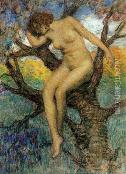 Akt Kobiety W Konarach Drzewa Oil Painting - Mojzesz Lejbowski