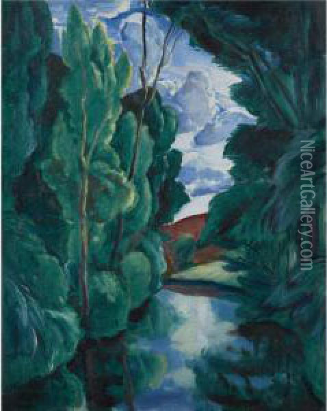 The Forest River Oil Painting - Aleksey Ilyich Kravchenko