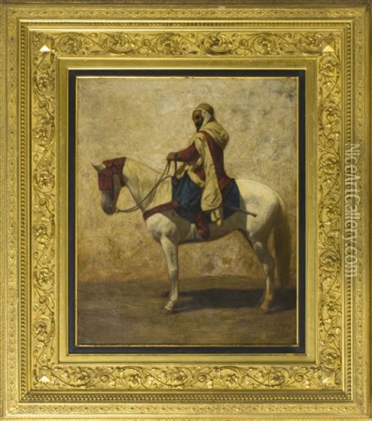 An Arab On Horseback Oil Painting - Marcus A. Waterman