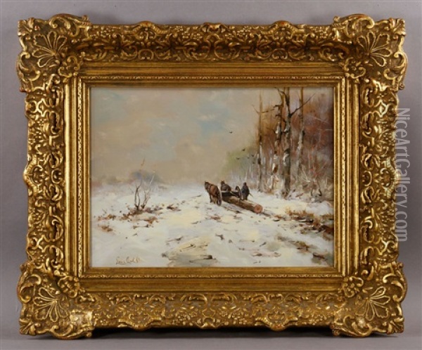 Winter Scene Oil Painting - Louis Apol