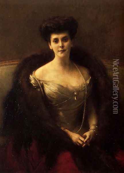 Portrait of Princess O. V. Paley (or Countess Hohenfelsen) Oil Painting - Pascal-Adolphe-Jean Dagnan-Bouveret