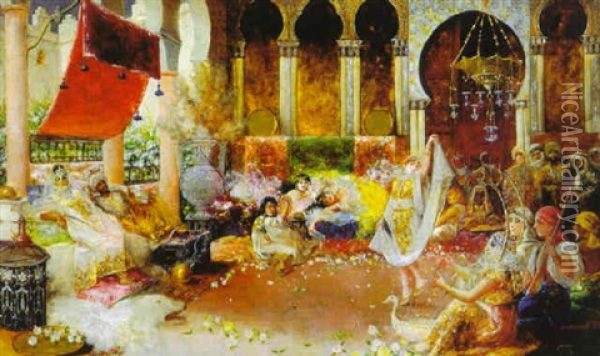 Harem Scene Oil Painting - Antonio Rivas
